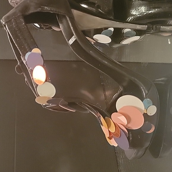 Pierre Hardy new this yr shoes shimmering black with big sequins sz 36.5, 4in he - Picture 5 of 10